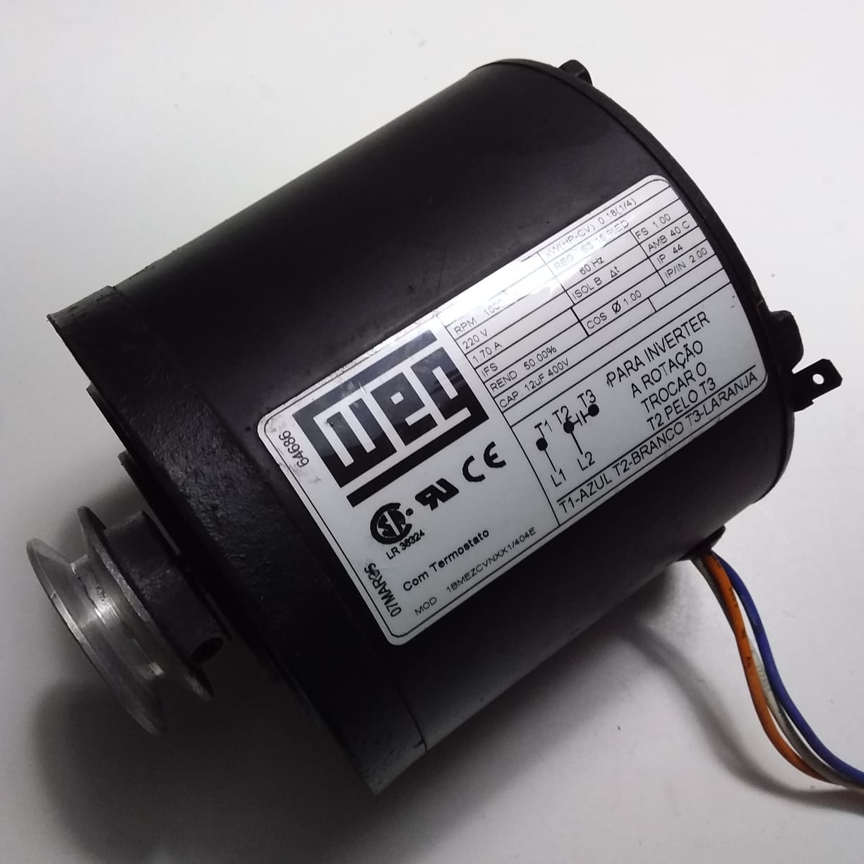 Motor Elétrico Para Portão Eletrônico 1/4 Cv Weg 220 Volts Preto